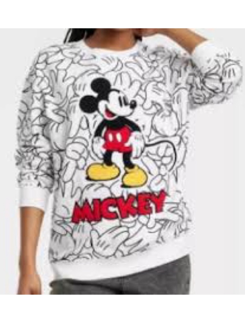Disney 100 Mickey Mouse Sketch Sweatshirt XXL Retro Reimagined Chenille Graphic